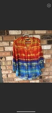 John Mark Women’s Size M Silk Boho Top Blouse Pullover Long  Sleeves