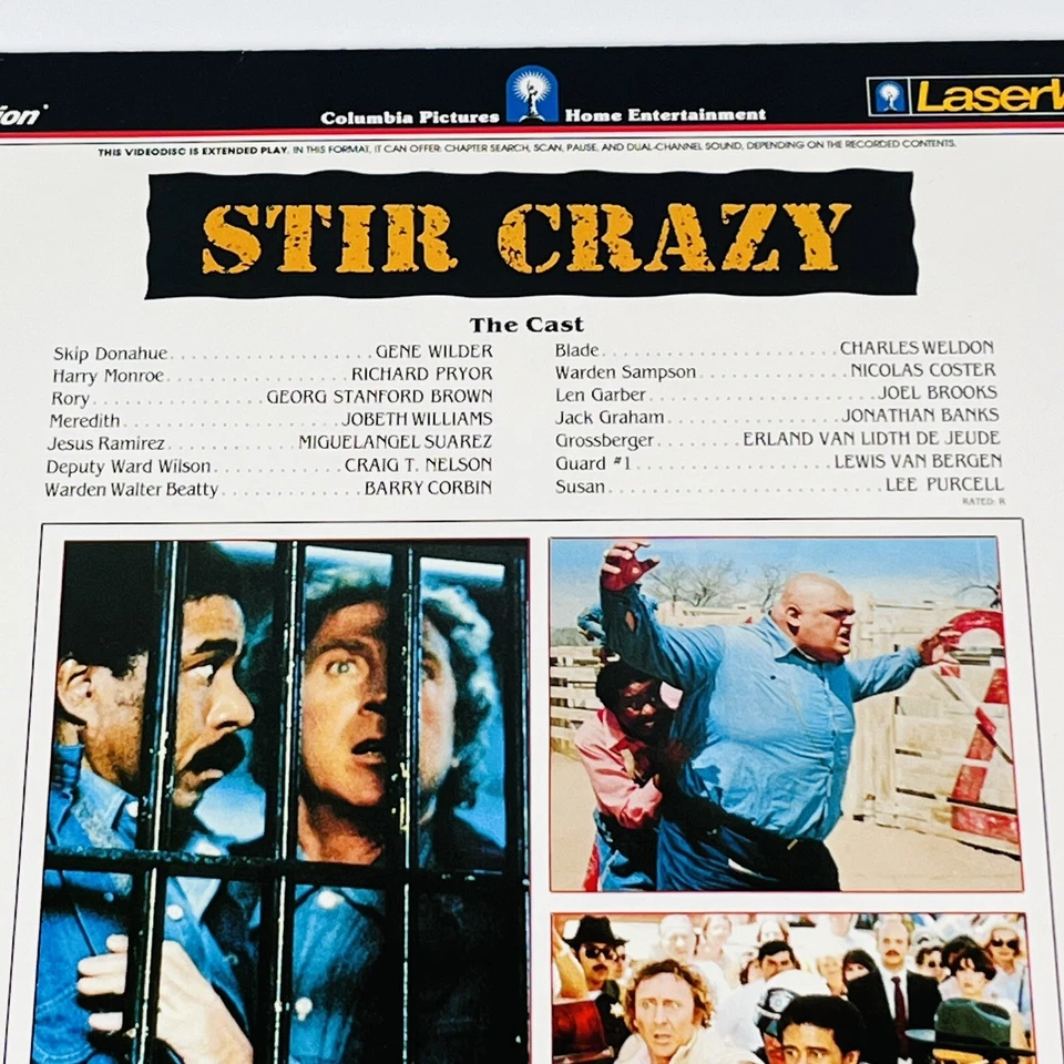 STIR CRAZY Laserdisc RICHARD PRYOR & GENE WILDER Movie Near Mint Condition RARE Foto 3 de 4