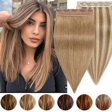 One Piece THICK Clip in 100 Real Remy Human Hair Extensions Full Head Weft 120G