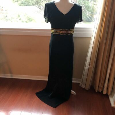 Vintage 70s Evening Gown Black and Gold M/L | eBay Vintage 70s Evening Gown Black and Gold M/L | eBay