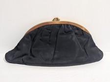 Vintage JR USA Black Satin Clutch w/Attached Coin Purse - Elegant Evening Bag