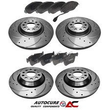 PER VOLKSWAGEN GOLF R MK7 2.0 DISCHI E PASTIGLIE FRENO ANTERIORI E POSTERIORI FORATI E SCANALATI