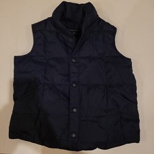 Boys Lands End Puffer Jacket Vest Navy Blue Size 4 Small Fall Winter Packable