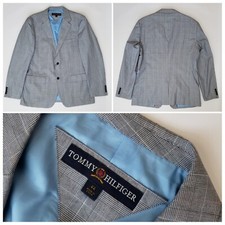 Men's Tommy Hilfiger Black Check Plaid Sports Coat Blazer Business Size 44R