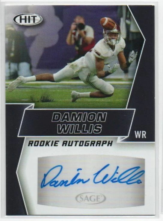 2019 Sage Hit Premier Draft Damion Willis #A82 Rookie Auto - Image 3 of 4