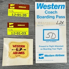Vtg Western Air Lines Advertising Lot - Boarding Pass Decal Baggage Tickets
