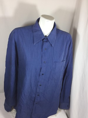 Nordstrom Men distressed Casual Blue Lng Sleeve Shirt Button Up Sz17/35  Bin74#3 - Main Image