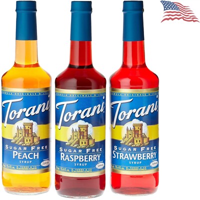 Fruit Flavor Syrup Pack - Raspberry, Strawberry, Peach - 25.4 Fl Oz (Pack of 3)
