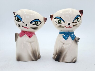 Vintage Tilso Meow Cats Salt and Pepper Shakers 1950's Japan MCM