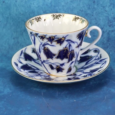 Tee Kaffee Tasse mit Untertasse, Blaue Glocken,  Lomonosov, Kobalt, Russia - Bild 1 von 4