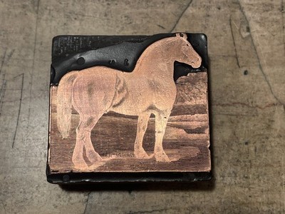 Printing Letterpress Print Block Antique Copper Shaded Horse / Equestrian (2536)