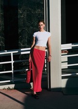 Sezane 100% silk sally polka dot maxi skirt size eu 34 uk small
