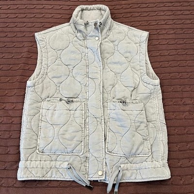 Tribal Womens Quilted Vest Grey Lyocell Full Zip Snap Front 1988O-8070 XS