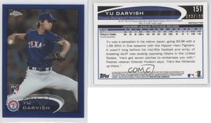 2012 Topps Chrome Blue Refractor /199 Yu Darvish #151 Rookie RC