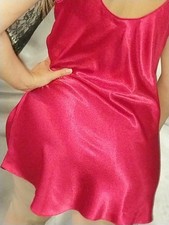 VTG SATIN SHINY SHEER HEARTS BABYDOLL NIGHTIE NIGHTGOWN SLEEP DRESS 40