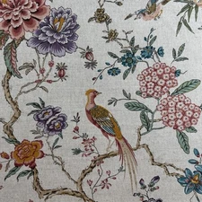 VTG GP & J Baker "Cathy" Curtain Fabri France Fabric 10 yds 51" Oriental Birds
