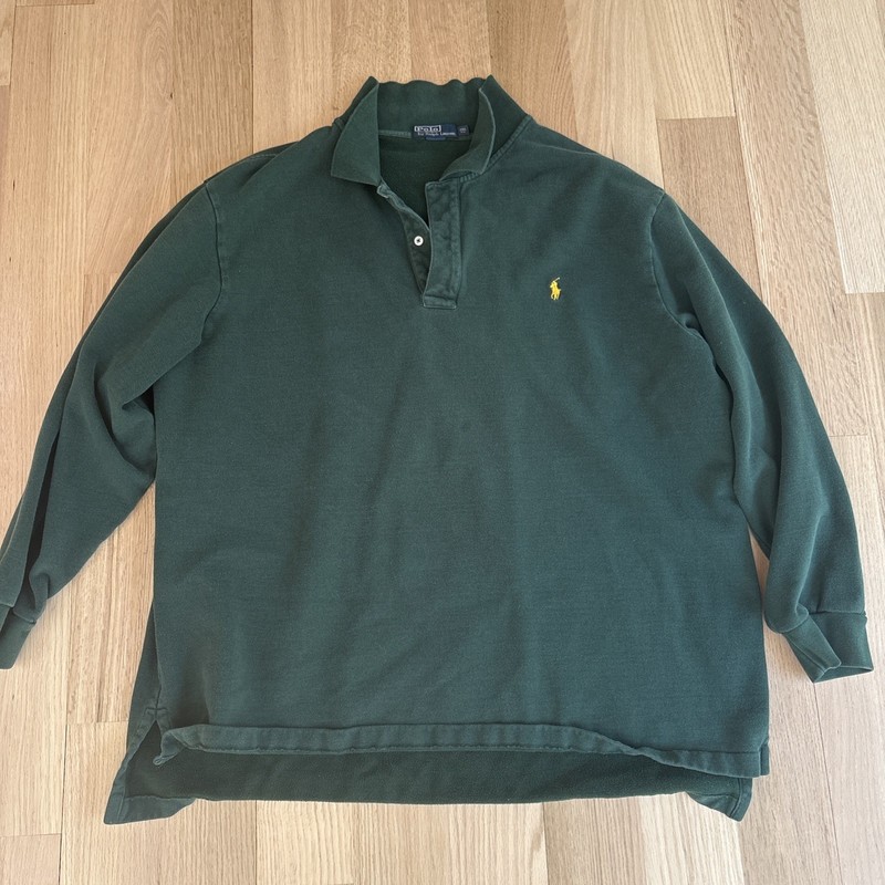 Polo Ralph Lauren Long Sleeve Polo Shirt Mens 3XL Green Yellow Pony Classic Fit