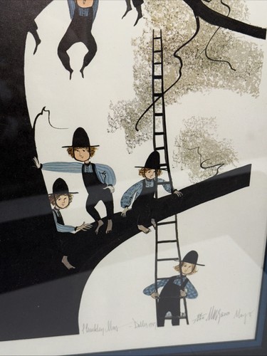 P. Buckley Moss Print Boys In A Tree Signed Dated 94/1000 Edition Framed 19”X27” - Picture 6 of 12