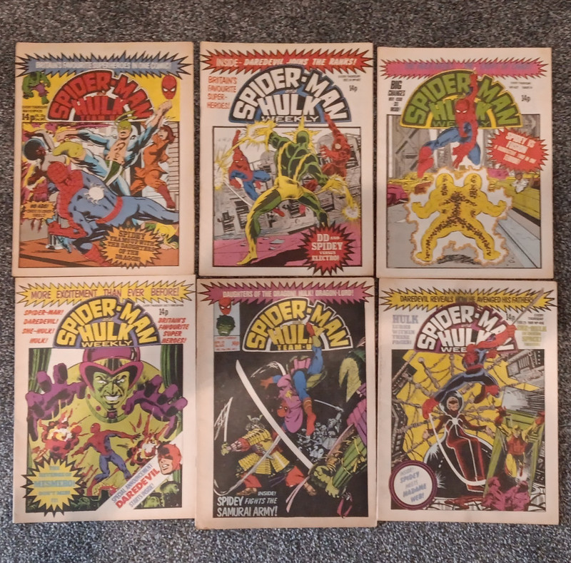 Marvel UK Spider-Man and Hulk Weekly Comic Book Lot 6 Issues English Colour