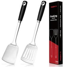 14.3-in Spatula Set, 18/0 Stianless Steel Heavy Duty Turner & Slotted Spatula...