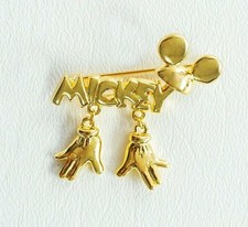 Vintage Mickey Mouse Ears & Gloves Block Letter Disney Stamped Brooch Pin B833