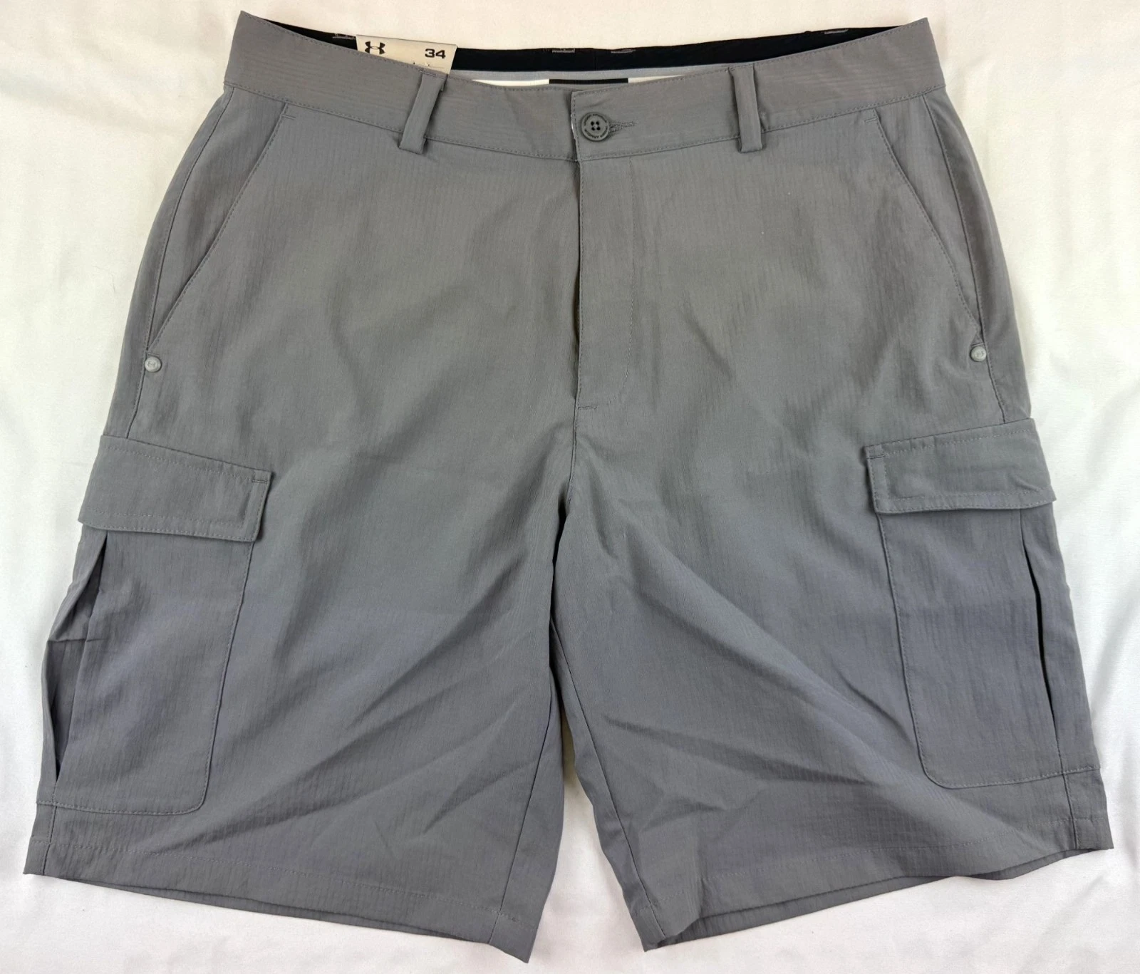 NWT Under Armour Shorts Mens 34 Gray HeatGear Cargo Golf Hiking Quick Dry Outdoo