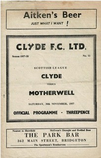 Clyde v Motherwell 30th November 1957 Scottish Division One #11
