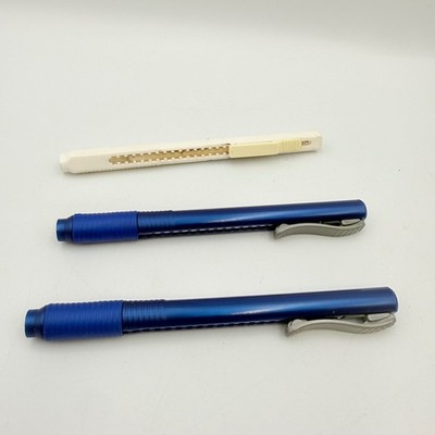 Pentel Clic Eraser Lot 3 Retractable Pen Style ZE22 Blue ZE-21 White Japan