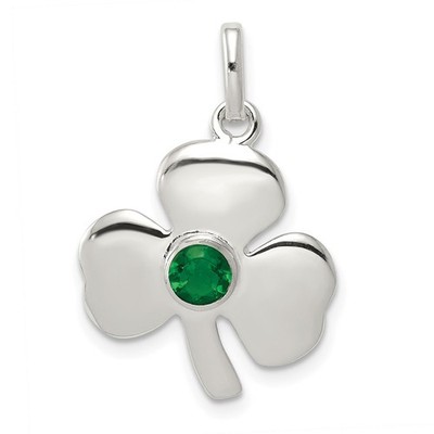 Sterling Silber Kleeblatt grün Glas Charm Halskette Damen