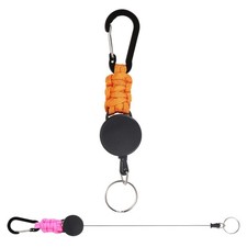 Retractable Keychain, 2 Pcs Carabiners Badge Holder, Pink & Orange