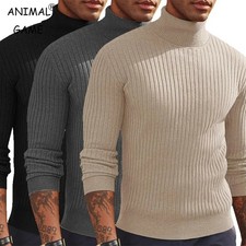 Autumn Men's Slim Fit Turtleneck Sweater Knitted Winter Warm Heavyweight