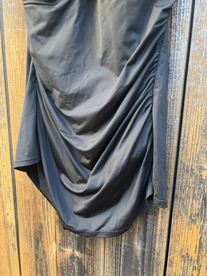 Traje de baño ultra favorecedor Dana Buchman negro 1 pieza halter talla 16 drapeado Foto 2 de 4