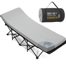 CYMULA Camping Cot Mattress 2in Memory Foam Sleeping Pad,Soft Warm Non-Slip C...