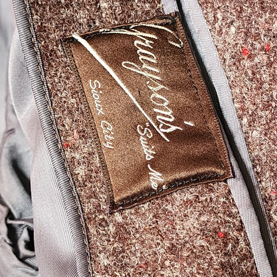 VTG Harris Tweed Overcoat Men’s 43 Brown Handwoven Scottish Wool Trench Top Coat - Image 4 of 4