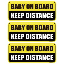 Baby on Board Car Magnet 3 Pack Yellow Black Rectangular 8.7x3.5 Inch Reflective