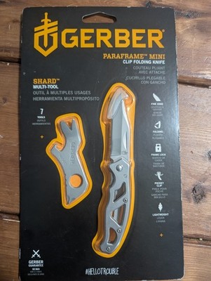 Gerber Paraframe Mini Fine Edge Folder & Shard Silver Combo 31-003531