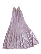 Vtg Lily Of France Pink Lace Nylon Nightgown Size Medium