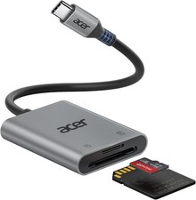 Acer SD Card Reader USB C, Dual Slots Type C to Memory Reader, Grey
