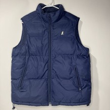 Disney Mickey Mouse Puffy Vest Navy Blue Size Medium Full Zip Fleece Lined