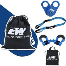 3" x8' Tree Saver Winch Towing Strap, 3/4" D Ring Shackles, 10 Ton Snatch Blo...