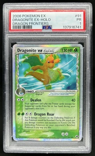 2006 Pokemon EX Dragon Frontiers Dragonite Holo #91/101 PSA 1