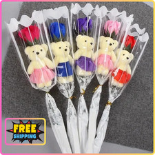 5Pcs Artificial Rose Bear Flowers Soap Bouquet Set Lovely Flower Gift for Mother