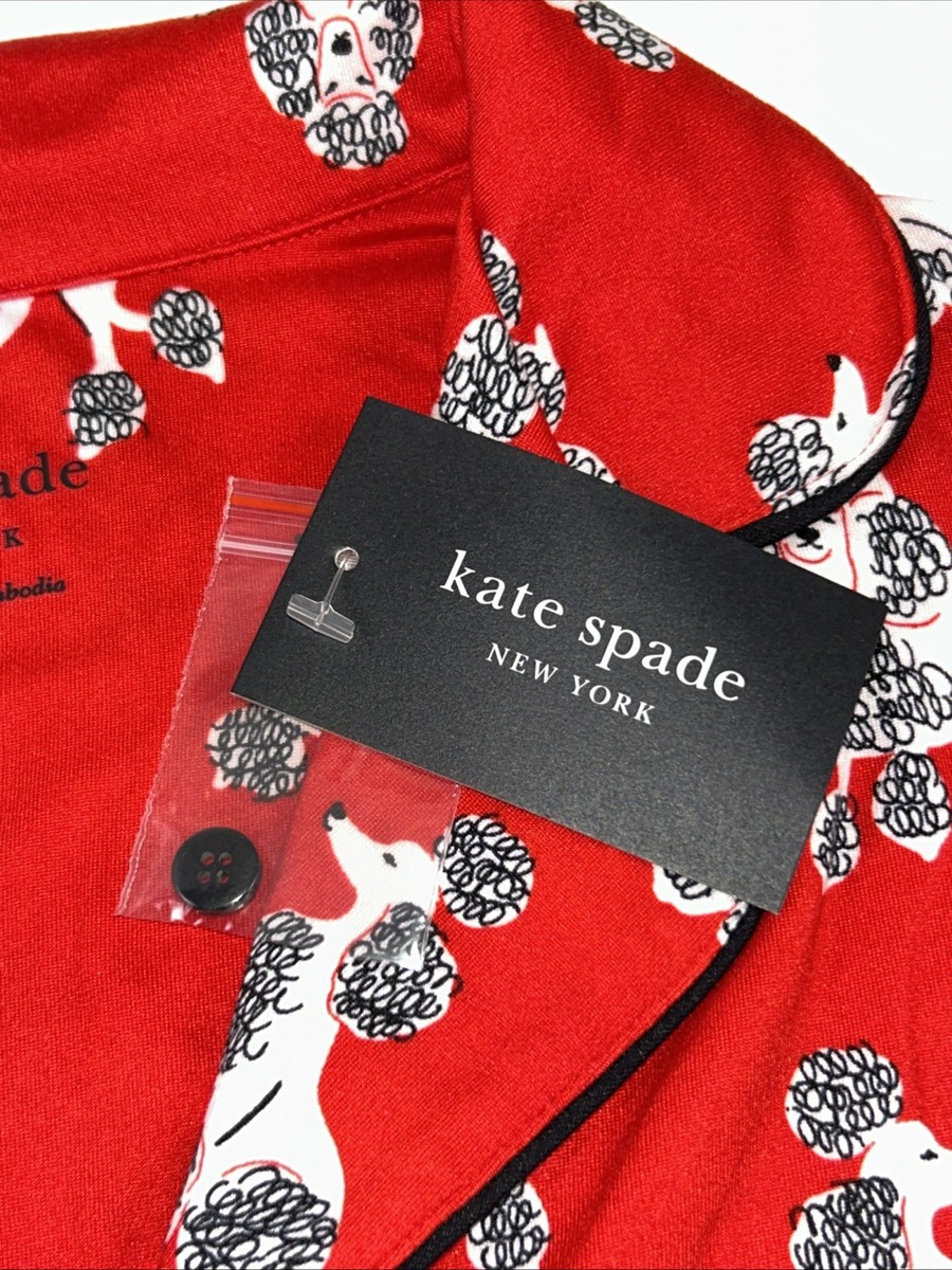 NEW KATE SPADE Size S Women's Pajama Red POODLE Short Sleeve