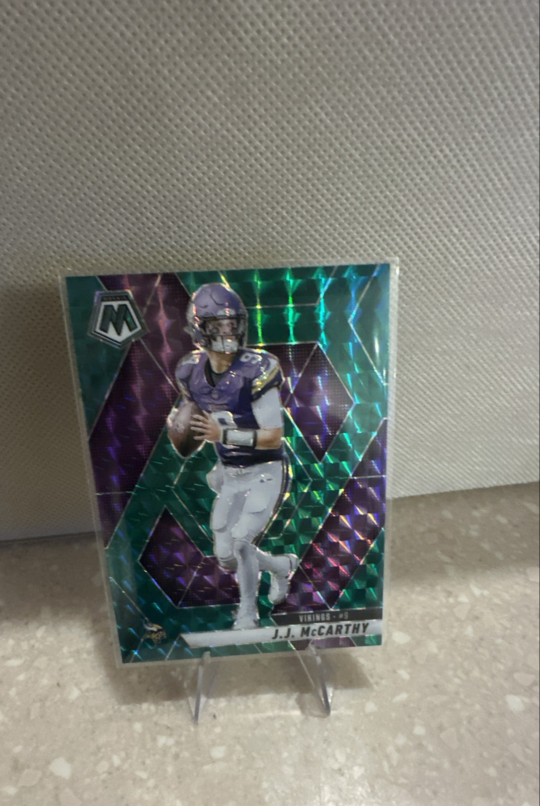 2024 Panini Mosaic - Rookies J.J. McCarthy #310 Green Mosaic Prizm (RC)