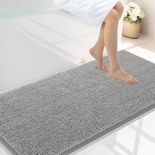 Smiry Luxury Chenille Bathroom Rugs 44x24, Extra Soft 44'' X 24'', Light Grey