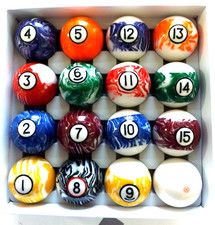 New Collapsar Deluxe 2-1/4" Pro-Series MBCB Marble Swirl Pool Table Balls Set