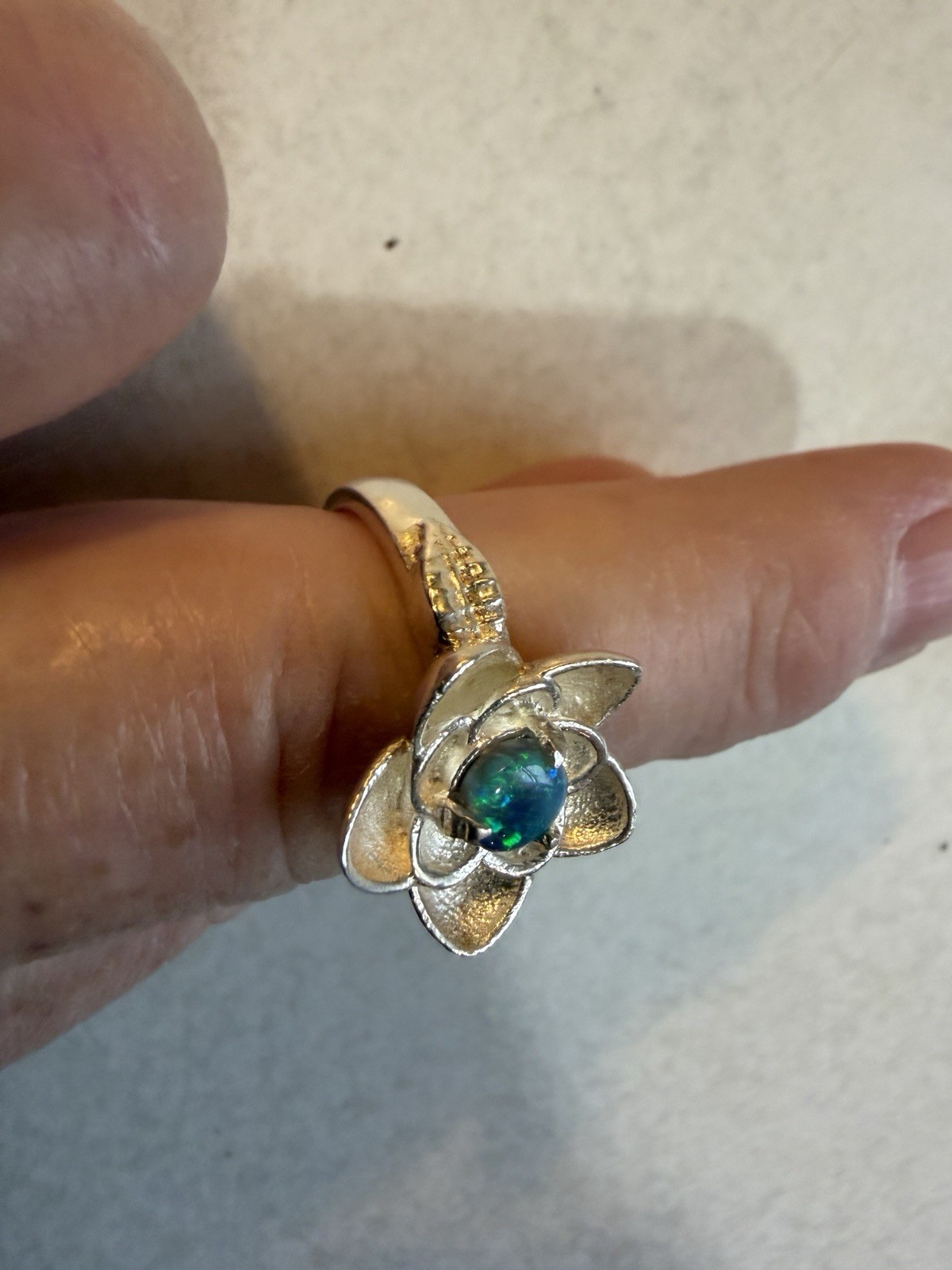 Aussie Opal Dublet Stone 925 Solid Silver Flower … - image 8