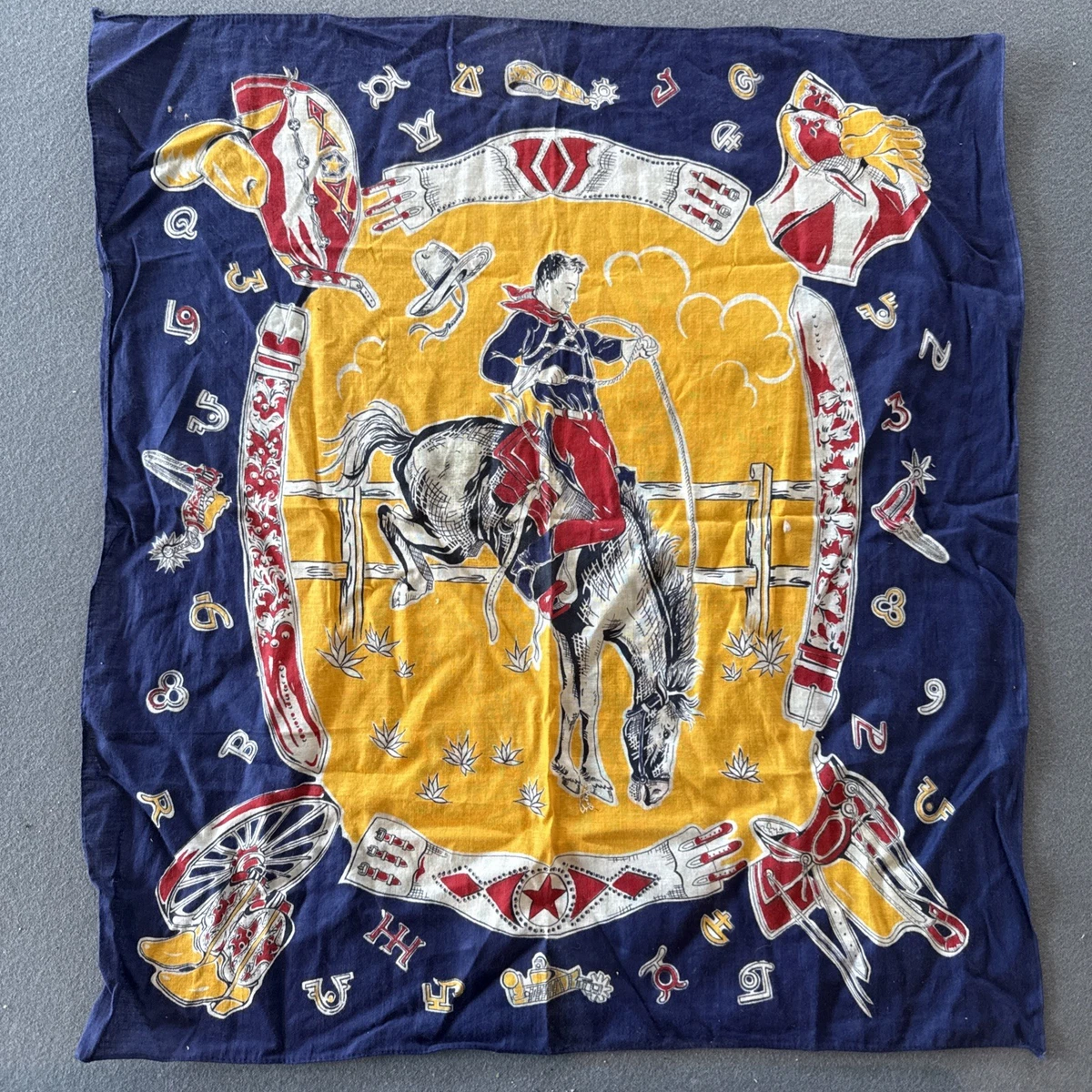 ▪️40’s【COWBOY】 VINTAGE BANDANA Rockabilly Western/Bandana Vintage Plain & Solid Handkerchiefs for