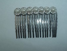 VINTAGE FAUX PEARL  RHINESTONE METAL SLIDE HAIR COMB UP DO HAIR ACCESSORY