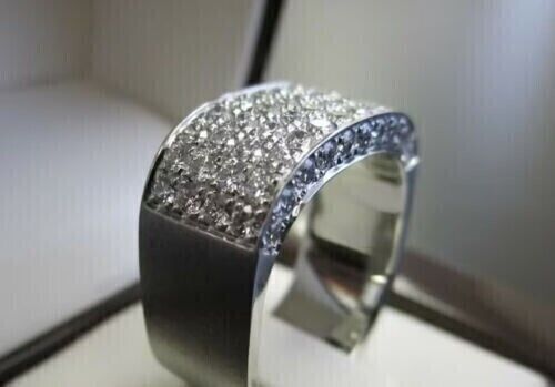 2.00Ct Round Cut Moissanite Men's Wedding Ring Band 14K White Gold Silver Plated - Picture 6 of 6